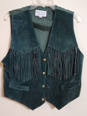 Brandon Thomas Teal Suede Fringe Vest